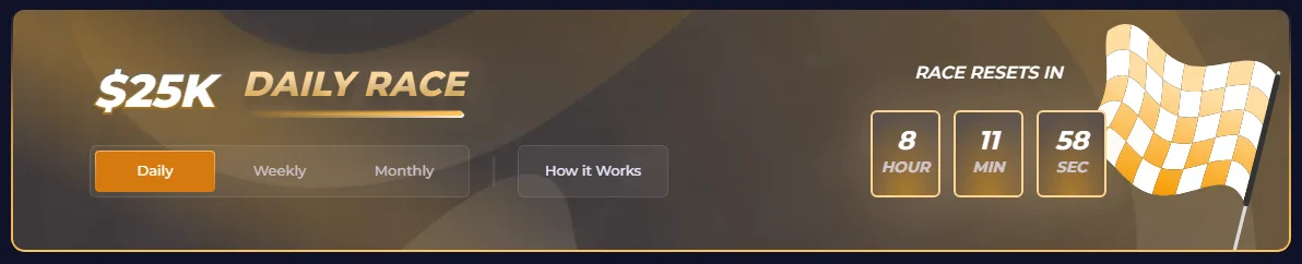 Captured Rainbet $25K daily race promotion banner